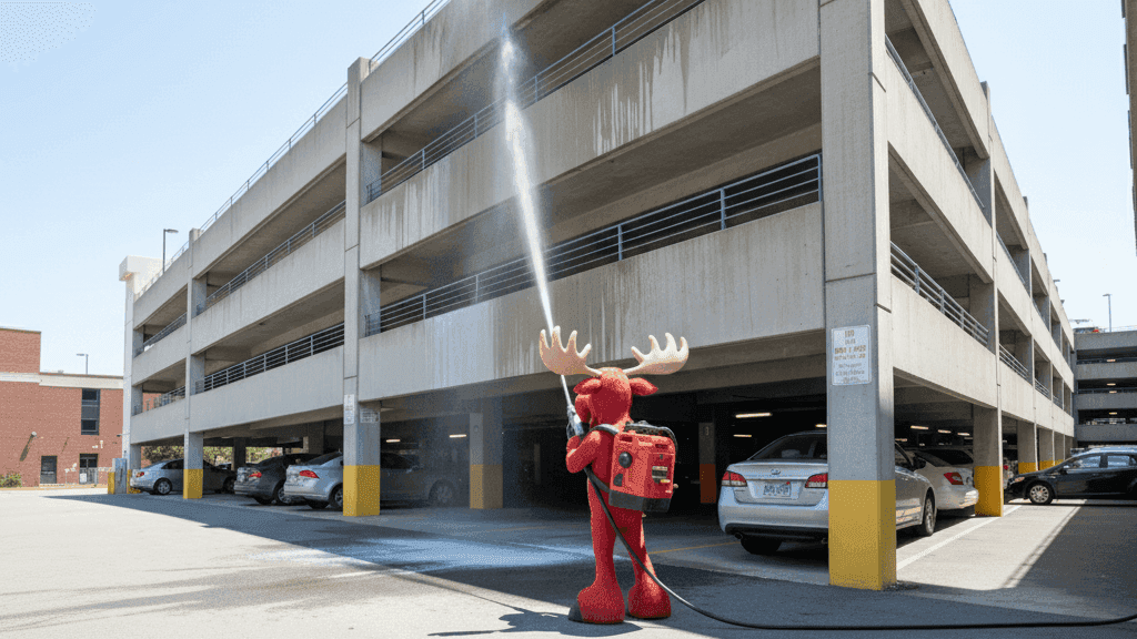 Professional commercial pressure washing service by Red Moose Exterior in Charlotte NC