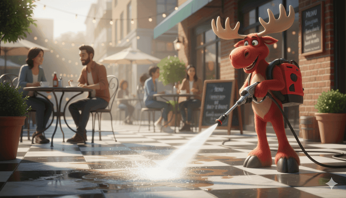 Restaurant patio pressure washing